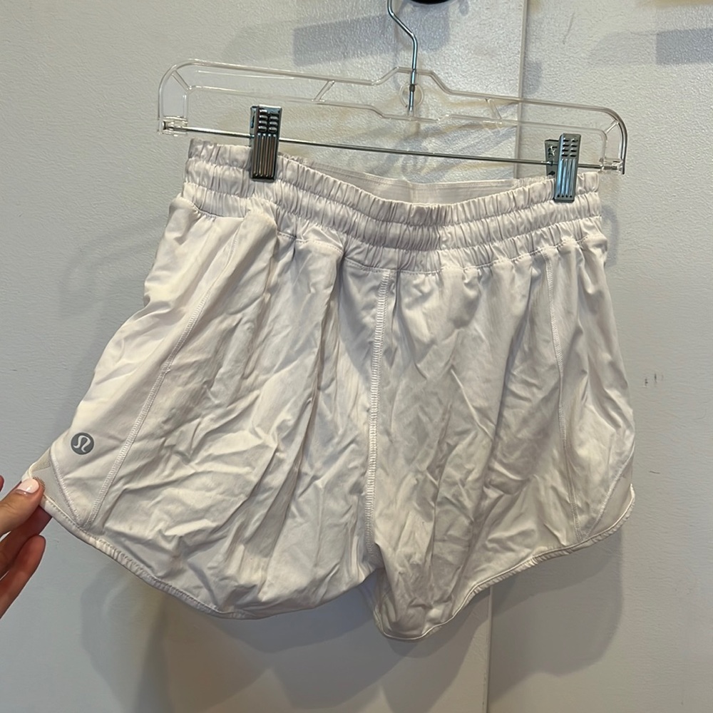 White lulu lemon running shorts